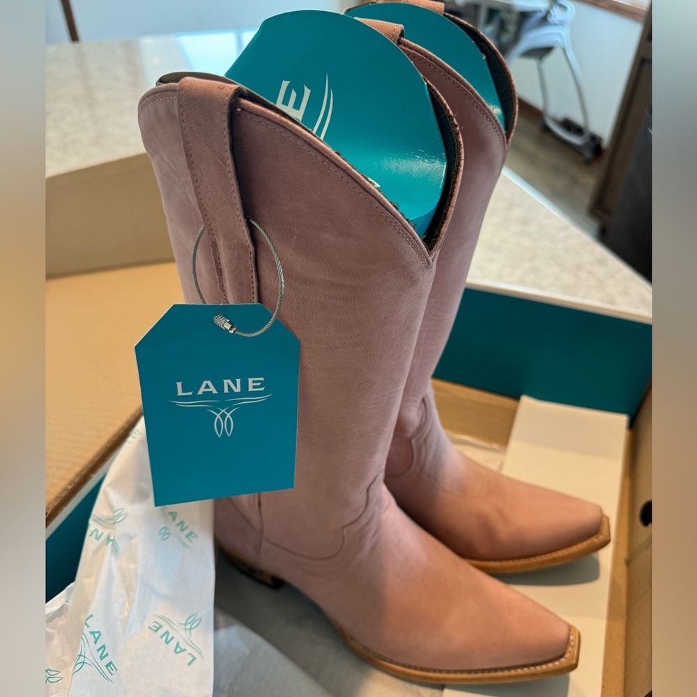 Lane EMMA JANE Pink Cowboy Boots Ladies 8 Leather Western Style Snip Toe Tall